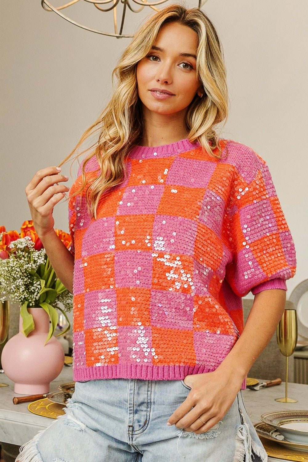 Luna Short Sleeve Sequin