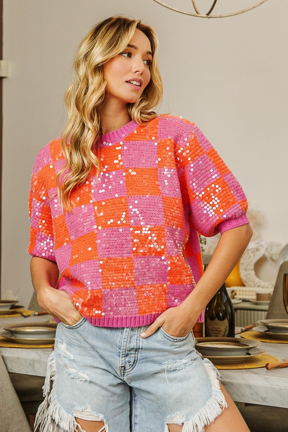 Luna Short Sleeve Sequin