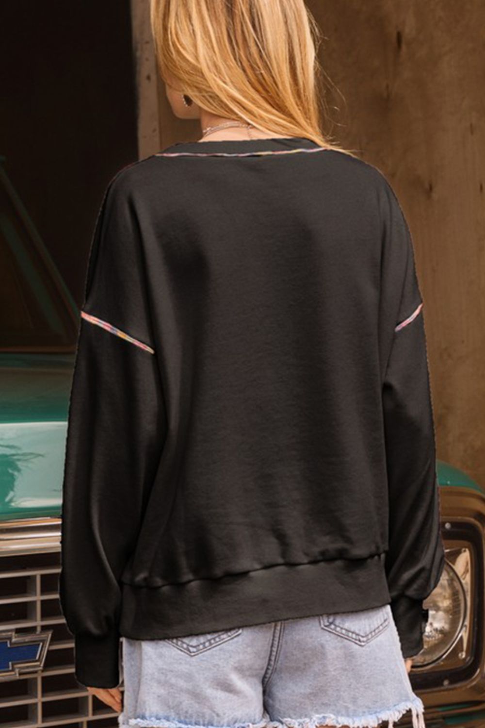 Heart Round Neck Long Sleeve Sweatshirt