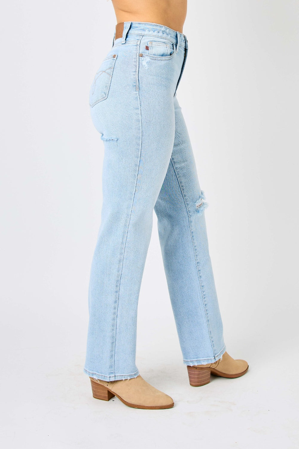 Judy High Waist Distressed Straight Jeans